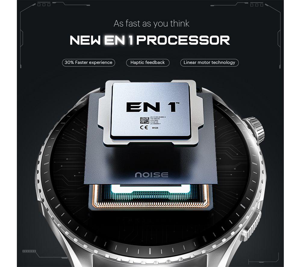NOISE NoiseFit Origin Smart Watch - Stainless Steel with Brown Leather Band image number 2 of 5