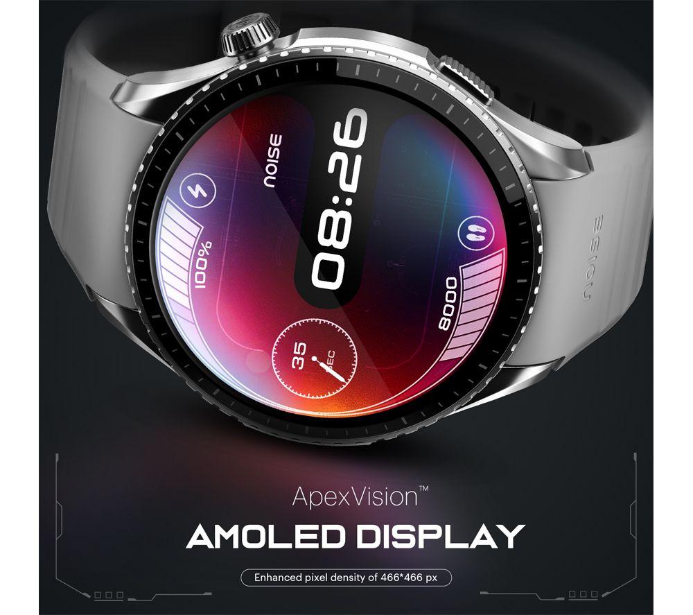NOISE NoiseFit Origin Smart Watch - Stainless Steel with Brown Leather Band image number 4 of 5