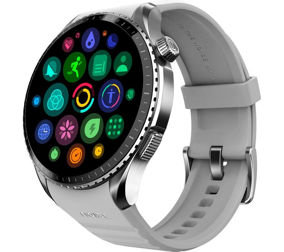 NOISE NoiseFit Origin Smart Watch - Silver Grey with Grey Silicone Band
