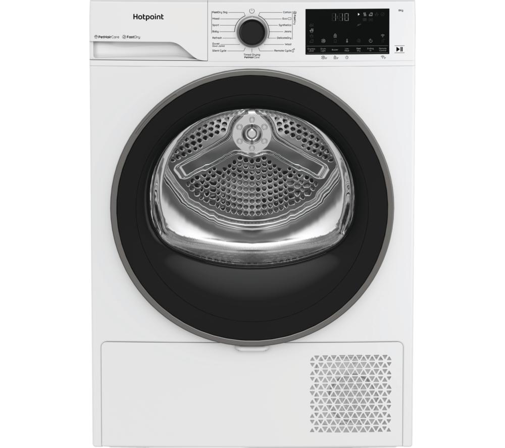 HOTPOINT FabricCare C HD 84M WBS UK WiFi-enabled 8 kg Heat Pump Tumble Dryer - White, White