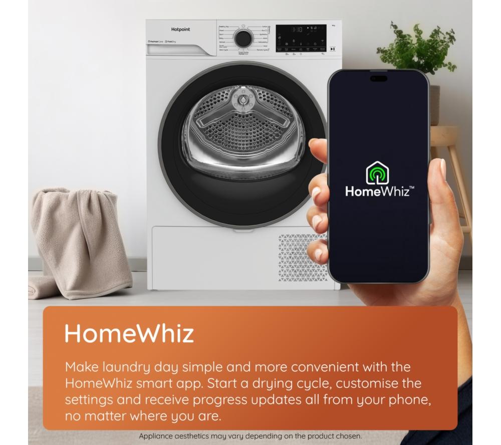 HOTPOINT FabricCare C HD 84M WBS UK WiFi-enabled 8 kg Heat Pump Tumble Dryer - White image number 11 of 13