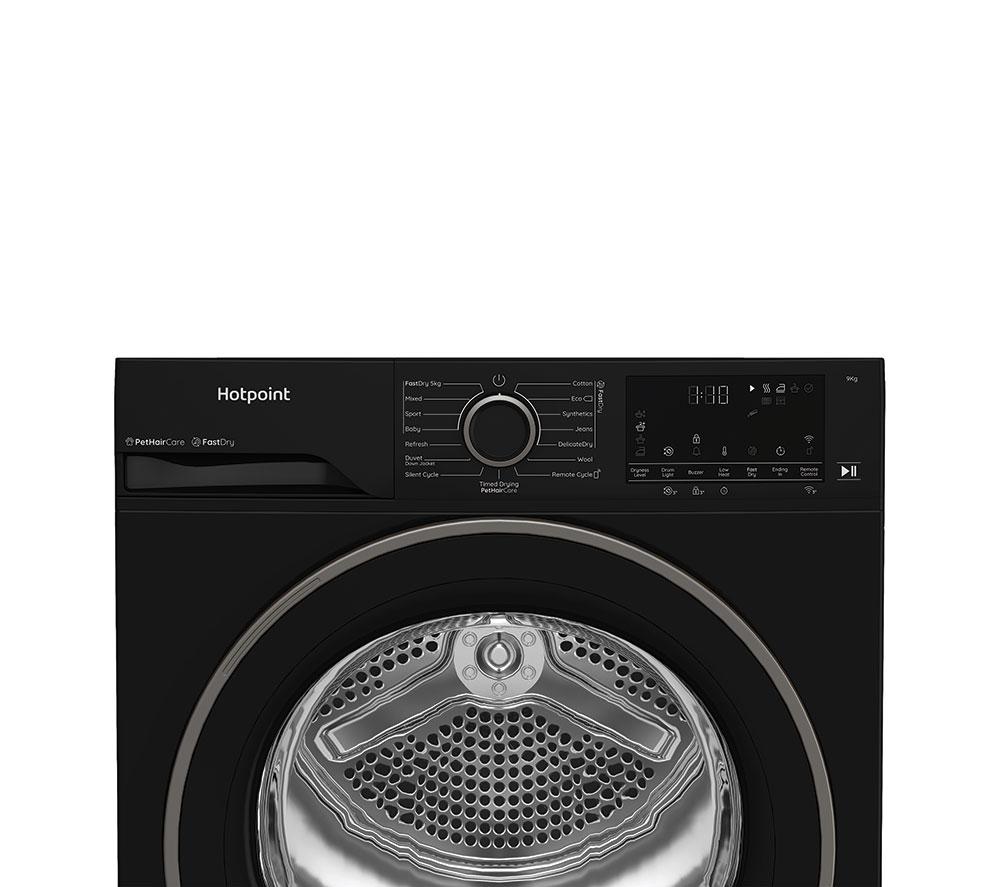HOTPOINT FabricCare C HD 94M BBS UK WiFi-enabled 9 kg Heat Pump Tumble Dryer - Black image number 3 of 13