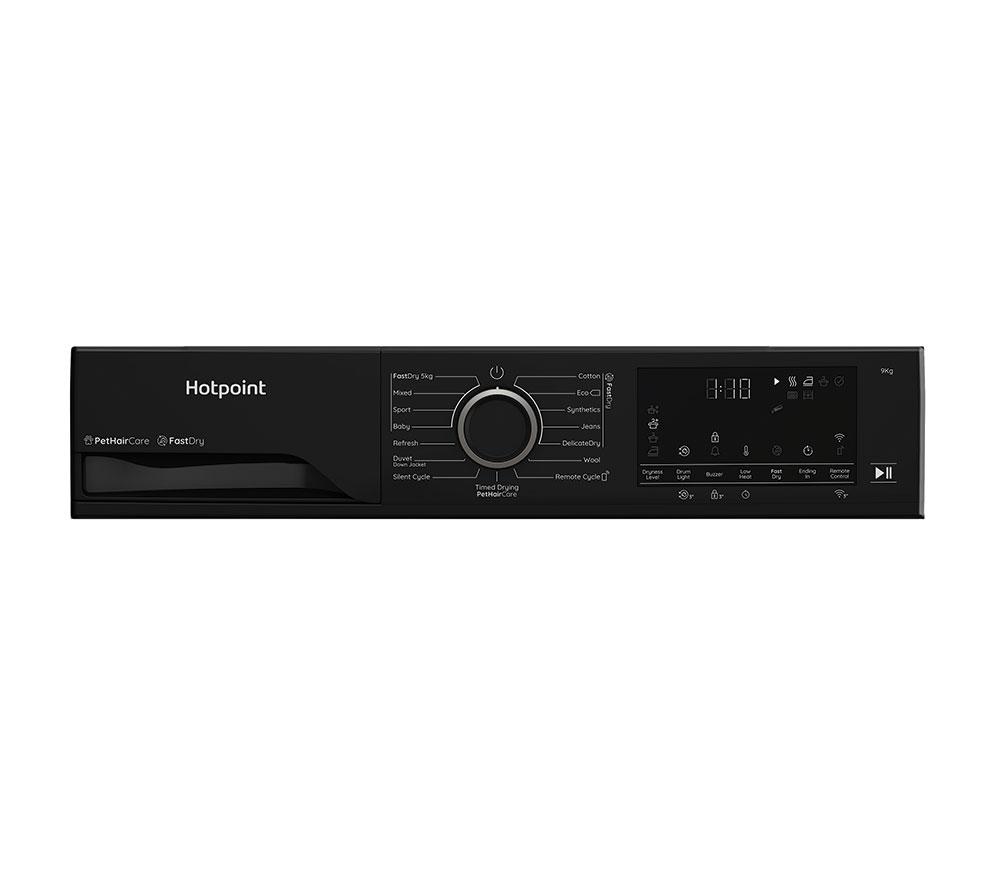 HOTPOINT FabricCare C HD 94M BBS UK WiFi-enabled 9 kg Heat Pump Tumble Dryer - Black image number 4 of 13