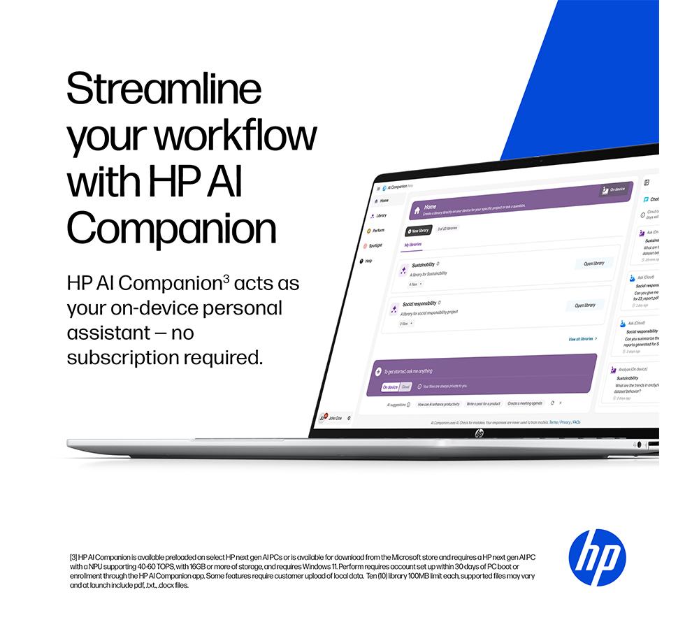 HP OmniBook 5 NGAI 14" Laptop - Snapdragon X1, 512 GB SSD, Glacier Silver image number 6 of 28
