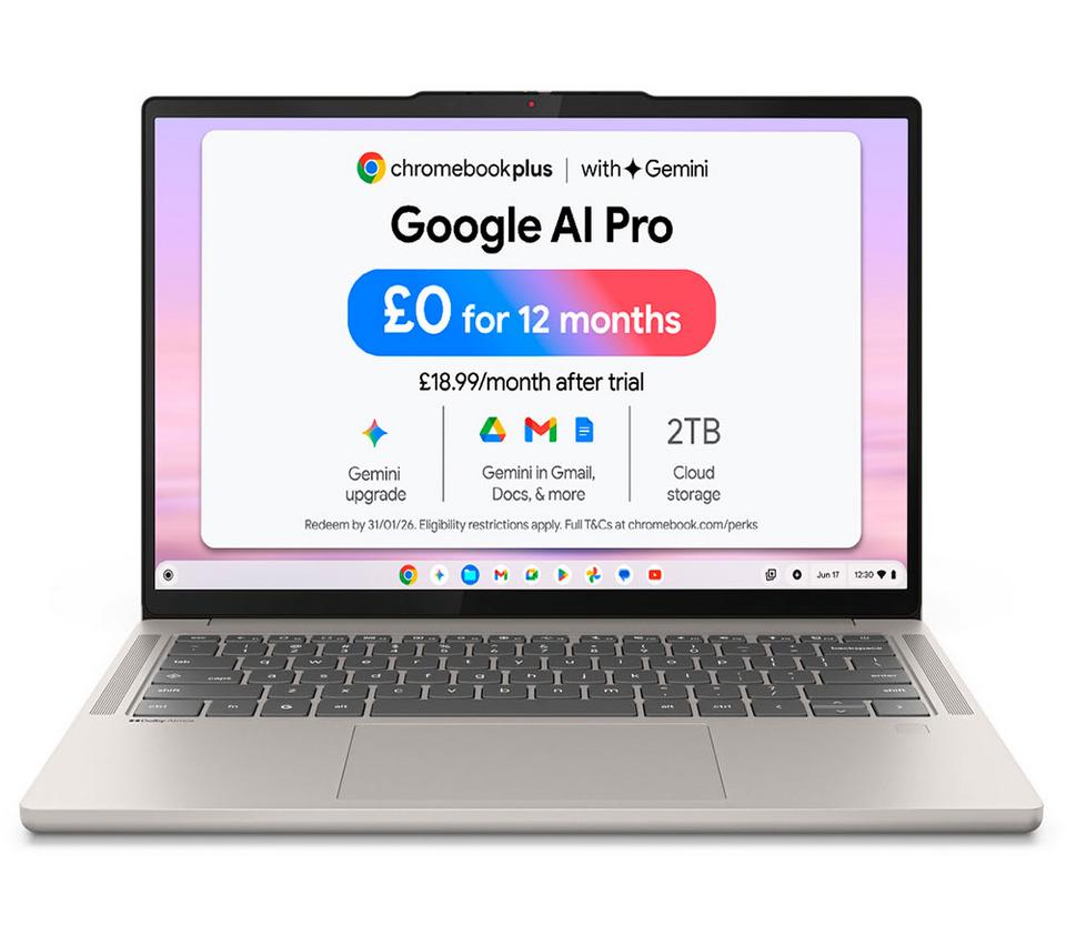 LENOVO Chromebook Plus 14" - MediaTek Kompanio Ultra 910, 128 GB UFS, Grey