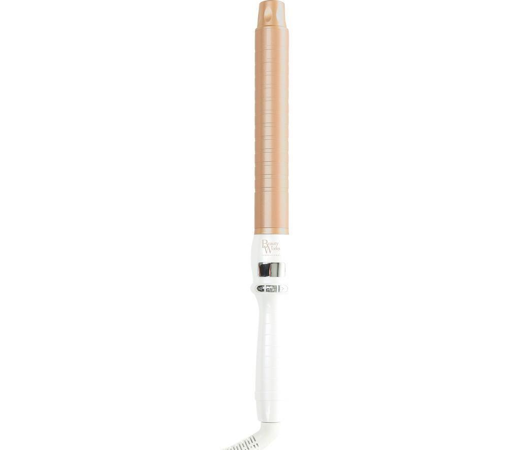 BEAUTY WORKS Professional Styler Curling Tongs - White & Gold