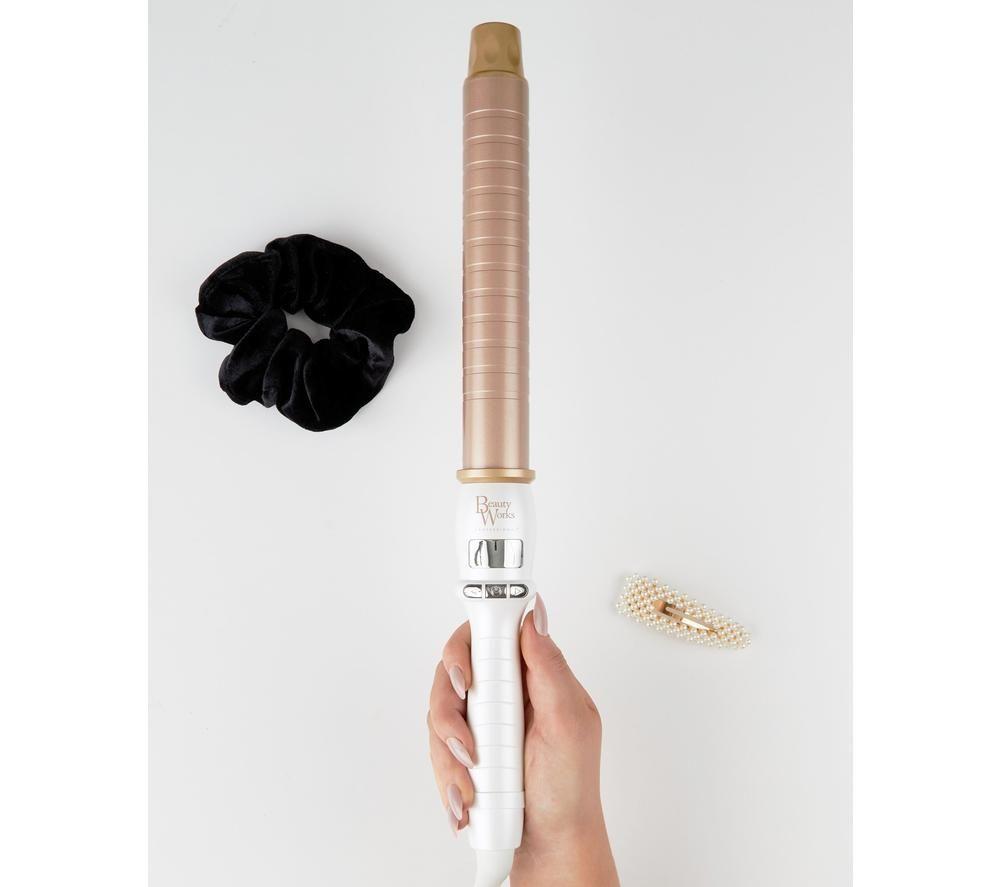 BEAUTY WORKS Professional Styler Curling Tongs - White & Gold image number 2 of 4