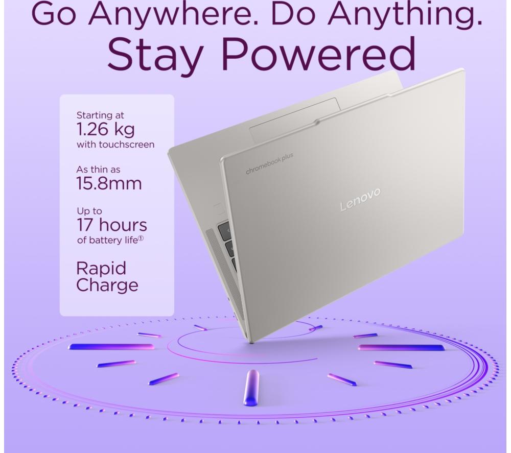 LENOVO Chromebook Plus 14" - MediaTek Kompanio Ultra 910, 256 GB UFS, Grey image number 7 of 11