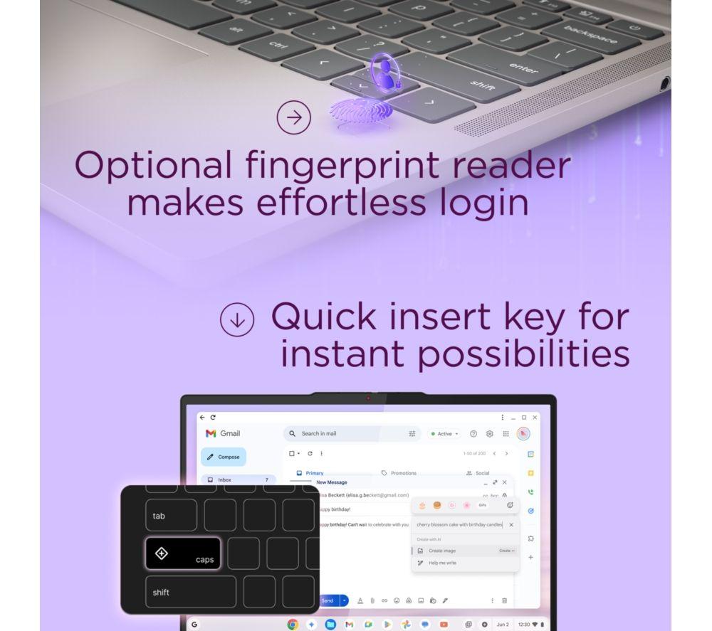 LENOVO Chromebook Plus 14" - MediaTek Kompanio Ultra 910, 256 GB UFS, Grey image number 26 of 29