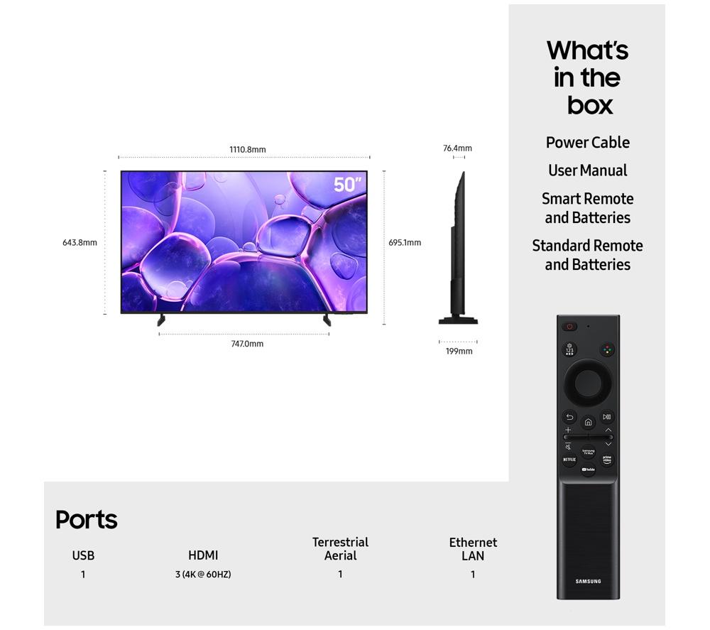 SAMSUNG U8000F 50" Crystal UHD 4K HDR Smart TV 2025 - UE50U8000F image number 8 of 12