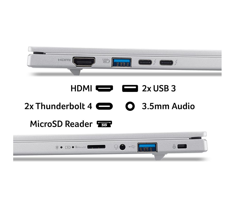 ACER Aspire 14 AI OLED 14" Laptop, Copilot+ PC - Intel&reg; Core&trade; Ultra 5, 512 GB SSD, Silver image number 10 of 14