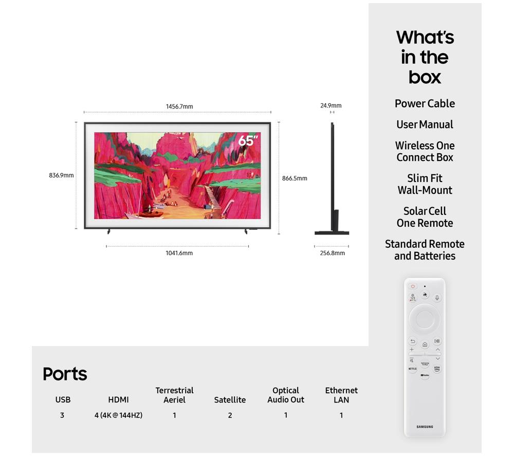 SAMSUNG The Frame Pro (2025) 65" Neo QLED 4K Art Mode Smart AI TV with Slim Fit Wall Mount - QE65LS03FW image number 7 of 15