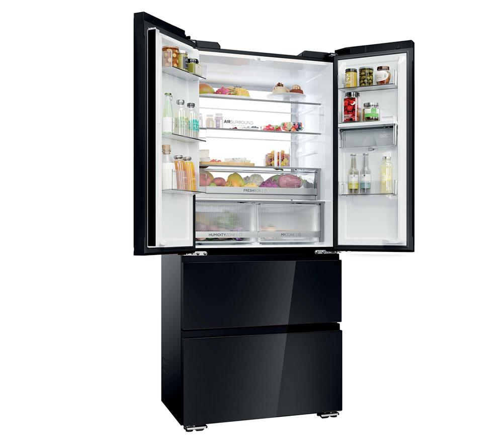 HAIER SpaceFit Series 7 HFKR7819DWGB Fridge Freezer - Obsidian Black Glass image number 3 of 17