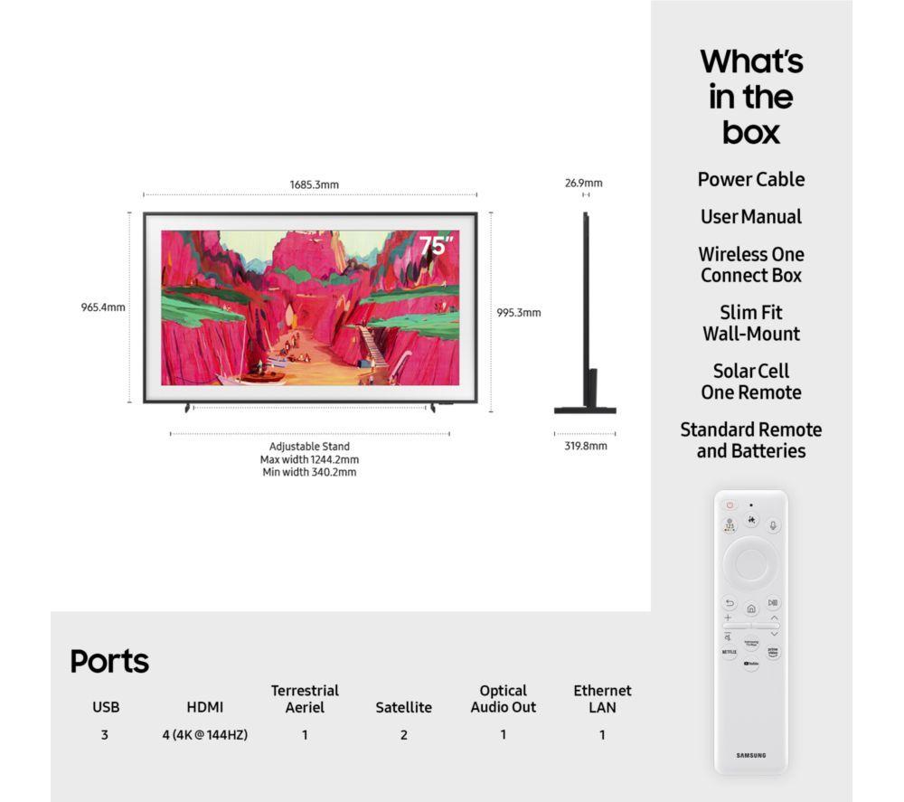SAMSUNG The Frame Pro LS03FW 75" Neo QLED 4K Art Mode Vision AI Smart TV 2025 - QE75LS03FW image number 10 of 11