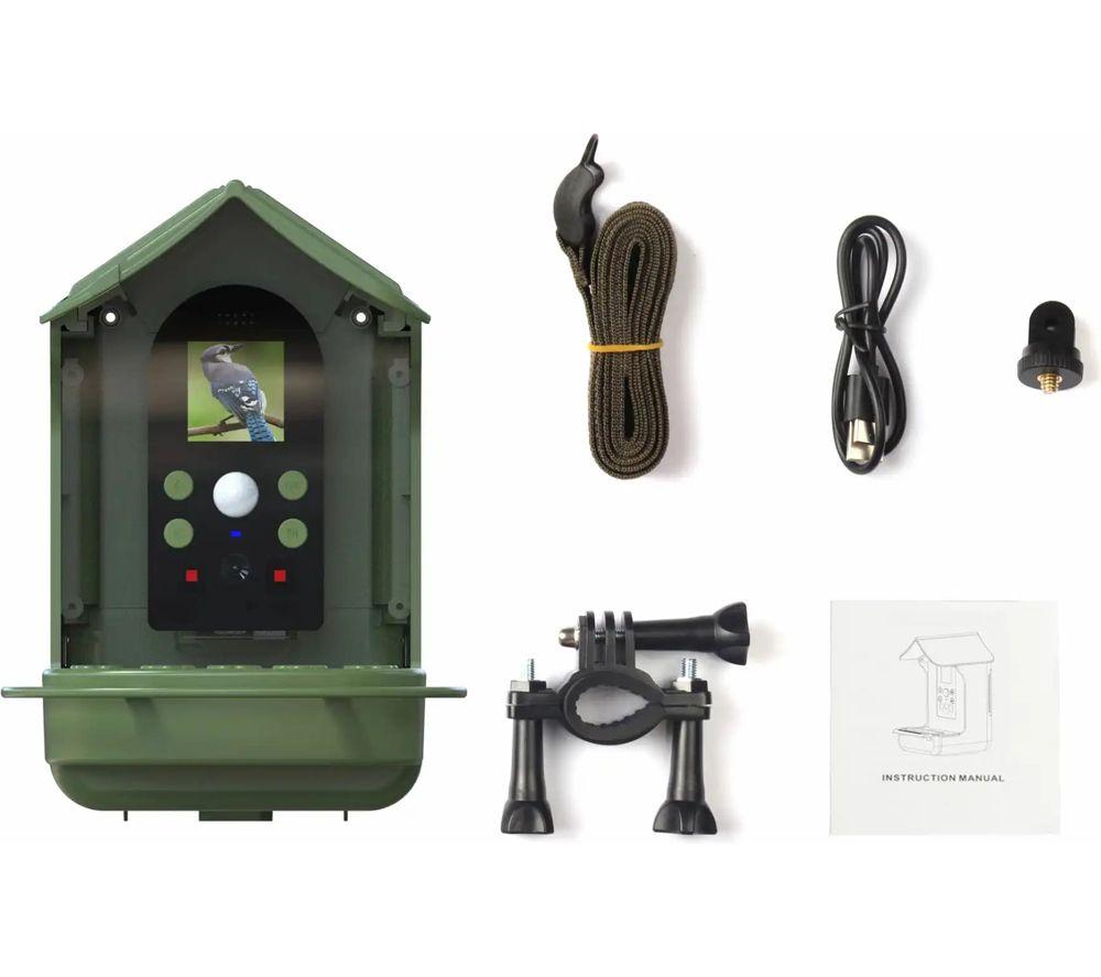 DENVER BFC-1200 Smart Camera Bird Feeder with Solar Roof - Green image number 9 of 9