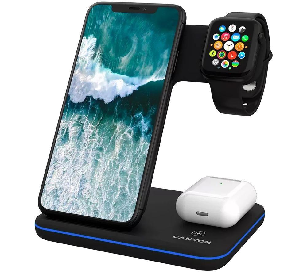 CANYON WS-303 Qi 3-in-1 Magnetic 15 W Wireless Charger - Black image number 3 of 4