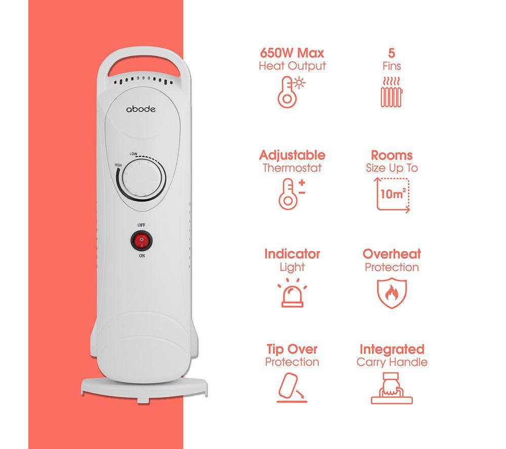 ABODE AOFR5001B Portable Oil-Filled Radiator - White image number 11 of 18