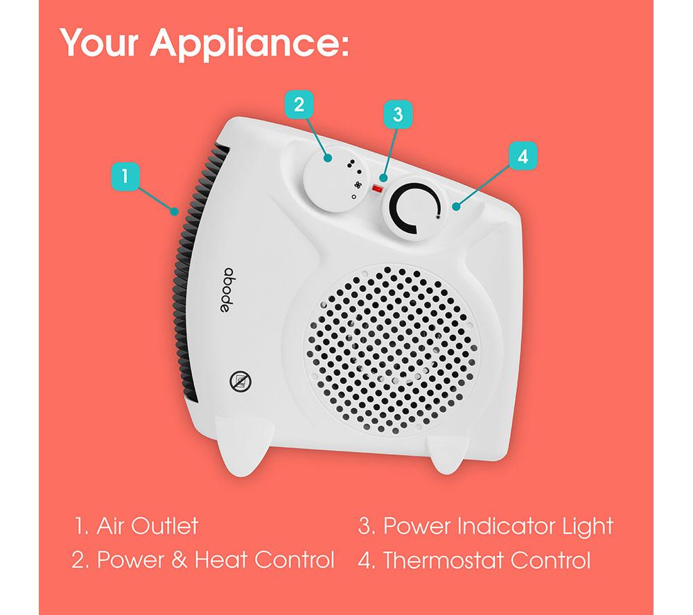 ABODE AFH1001 Hot & Cool Fan Heater - White image number 12 of 17