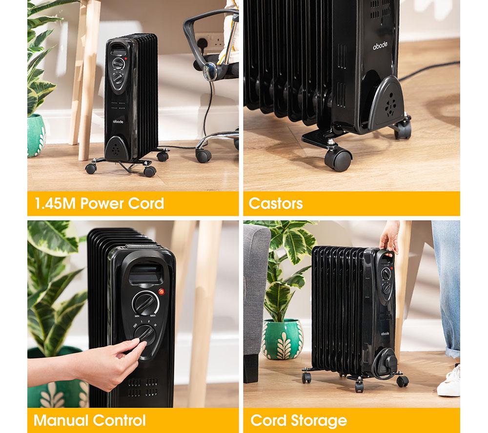 ABODE AOFR9003B Portable Oil-Filled Radiator - Black image number 6 of 15