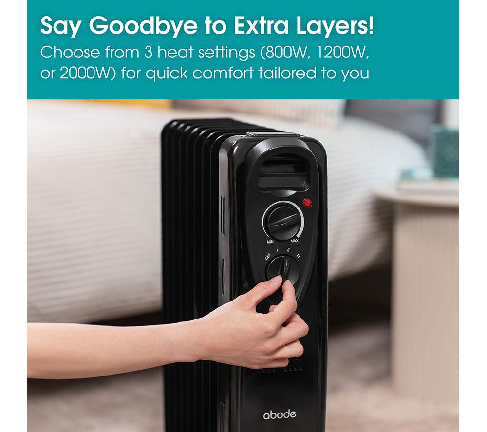 ABODE AOFR9003B Portable Oil-Filled Radiator - Black image number 9 of 15