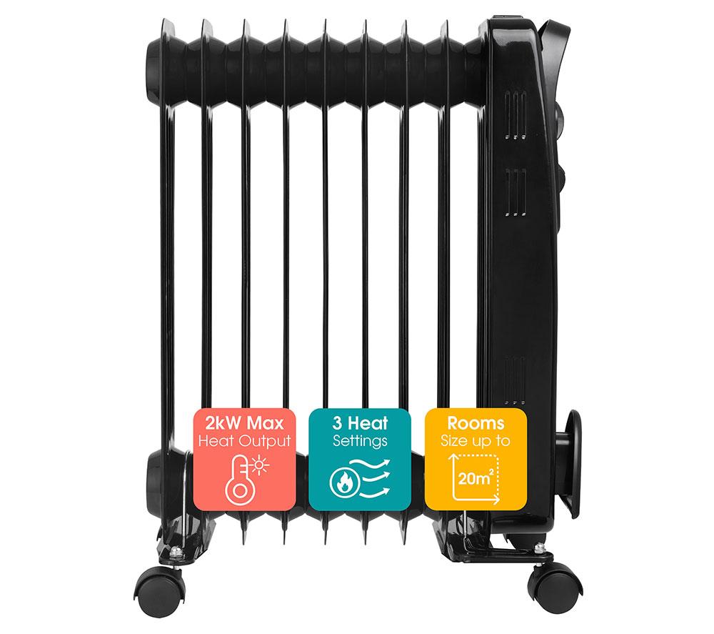 ABODE AOFR9003B Portable Oil-Filled Radiator - Black image number 14 of 15