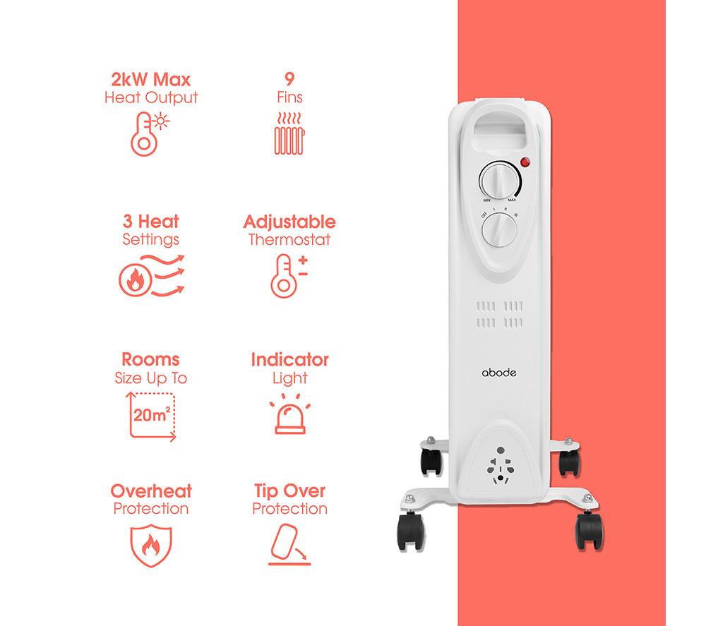 ABODE AOFR9003 Portable Oil-Filled Radiator - White image number 15 of 15
