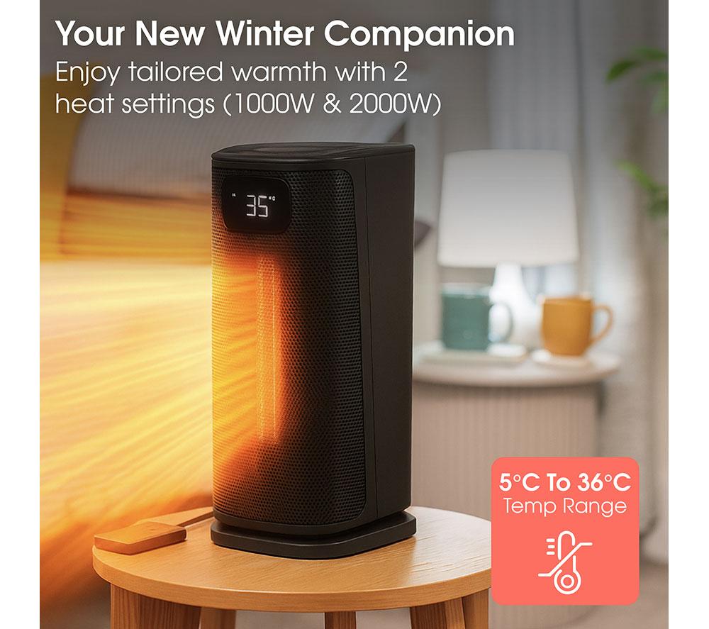 ABODE ACTH2005 Hot & Cool Ceramic Fan Heater - Black image number 6 of 17