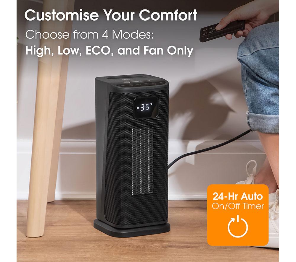 ABODE ACTH2005 Hot & Cool Ceramic Fan Heater - Black image number 10 of 17
