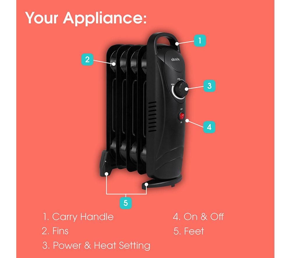 ABODE AOFR5001B Portable Oil-Filled Radiator - Black image number 14 of 14