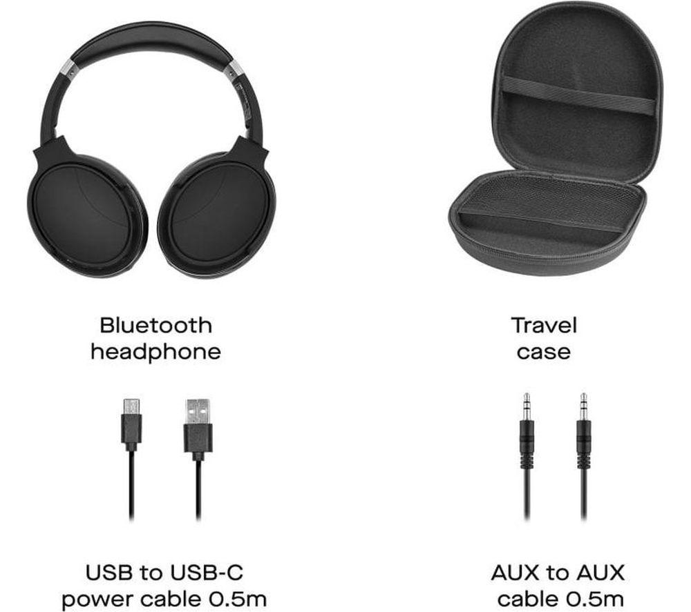 DAEWOO Sonic Beat Wireless Bluetooth Noise-Cancelling Headphones - Black image number 2 of 6