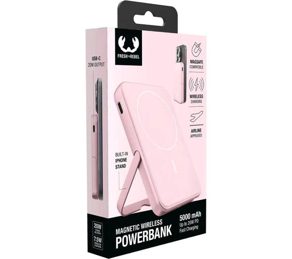 FRESH N REBEL 5000 mAh Portable Magnetic Power Bank - Pastel Pink image number 10 of 10