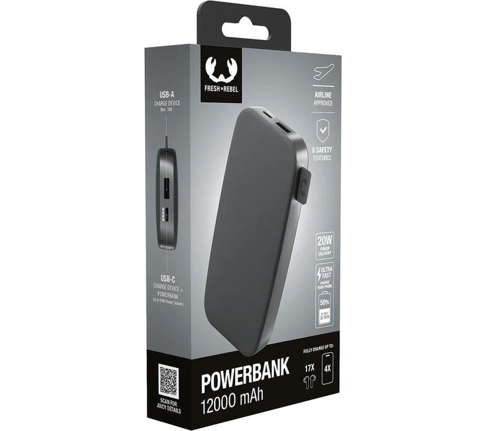 FRESH N REBEL 12000 mAh Portable Power Bank - Storm Grey image number 7 of 7
