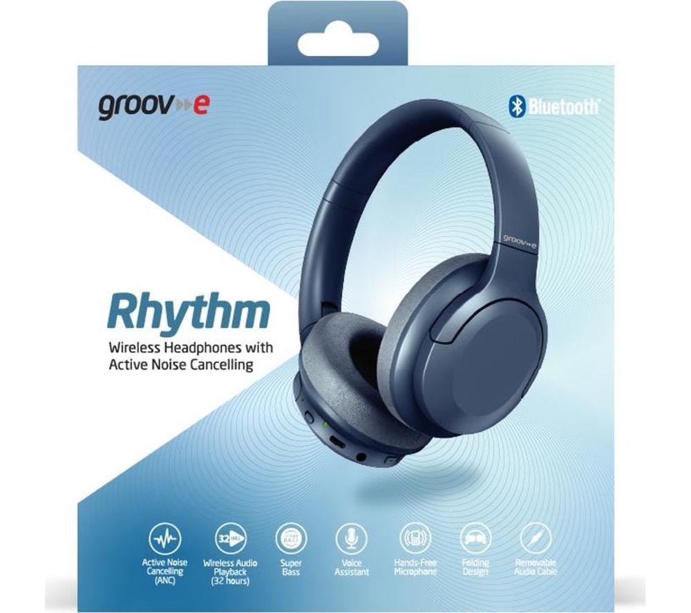 GROOV-E Rhythm Wireless Bluetooth Noise-Cancelling Headphones - Blue image number 5 of 5