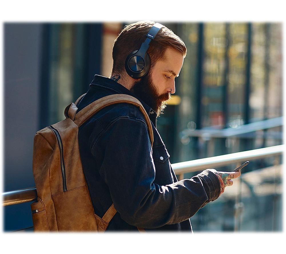 GROOV-E Rhythm Wireless Bluetooth Noise-Cancelling Headphones - Black image number 5 of 8