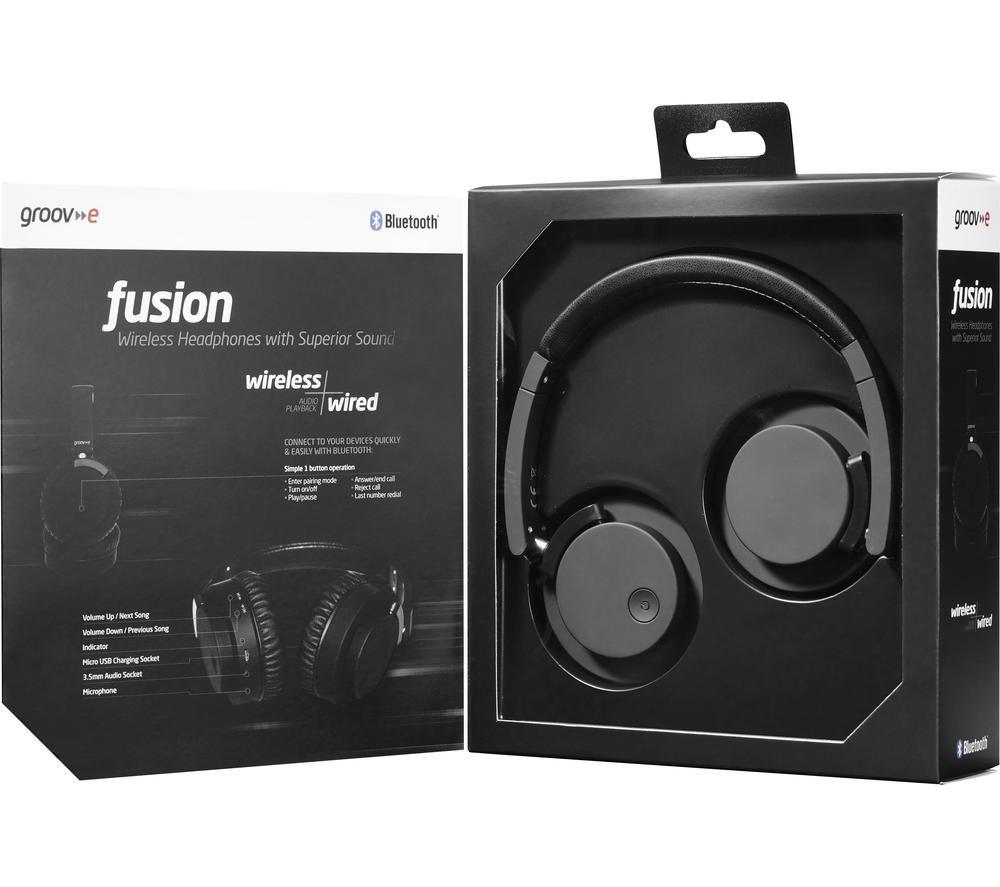 GROOV-E Fusion Wireless Bluetooth Noise-Cancelling Headphones - Black image number 5 of 7