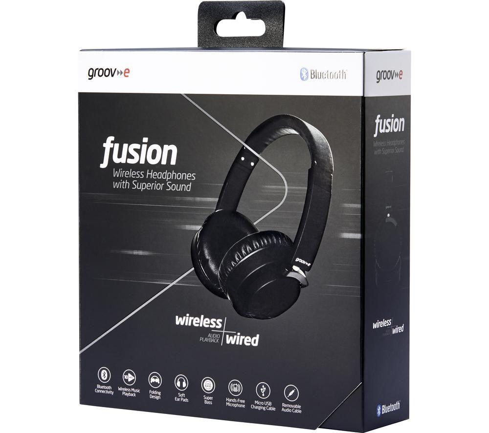 GROOV-E Fusion Wireless Bluetooth Noise-Cancelling Headphones - Black image number 6 of 7