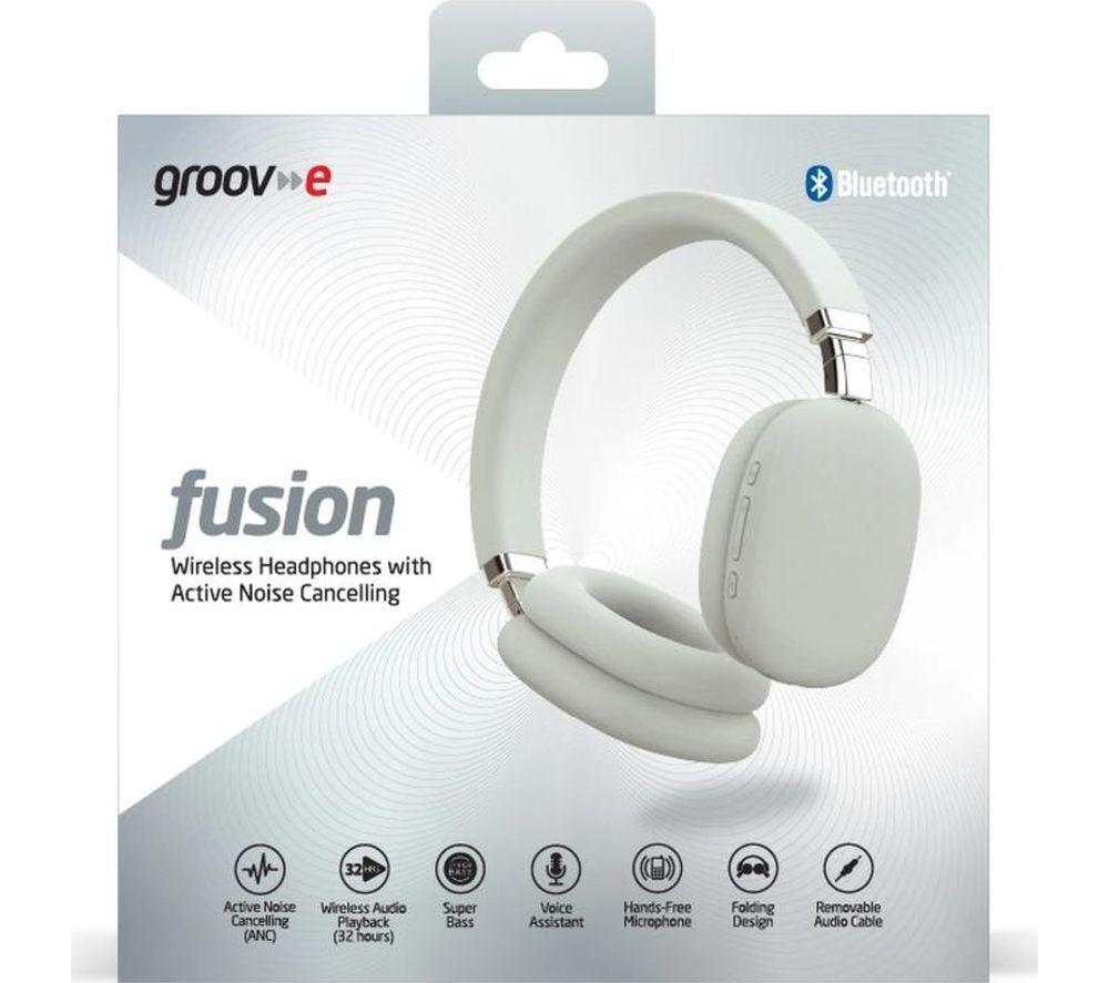 GROOV-E Fusion Wireless Bluetooth Noise-Cancelling Headphones - White image number 5 of 5