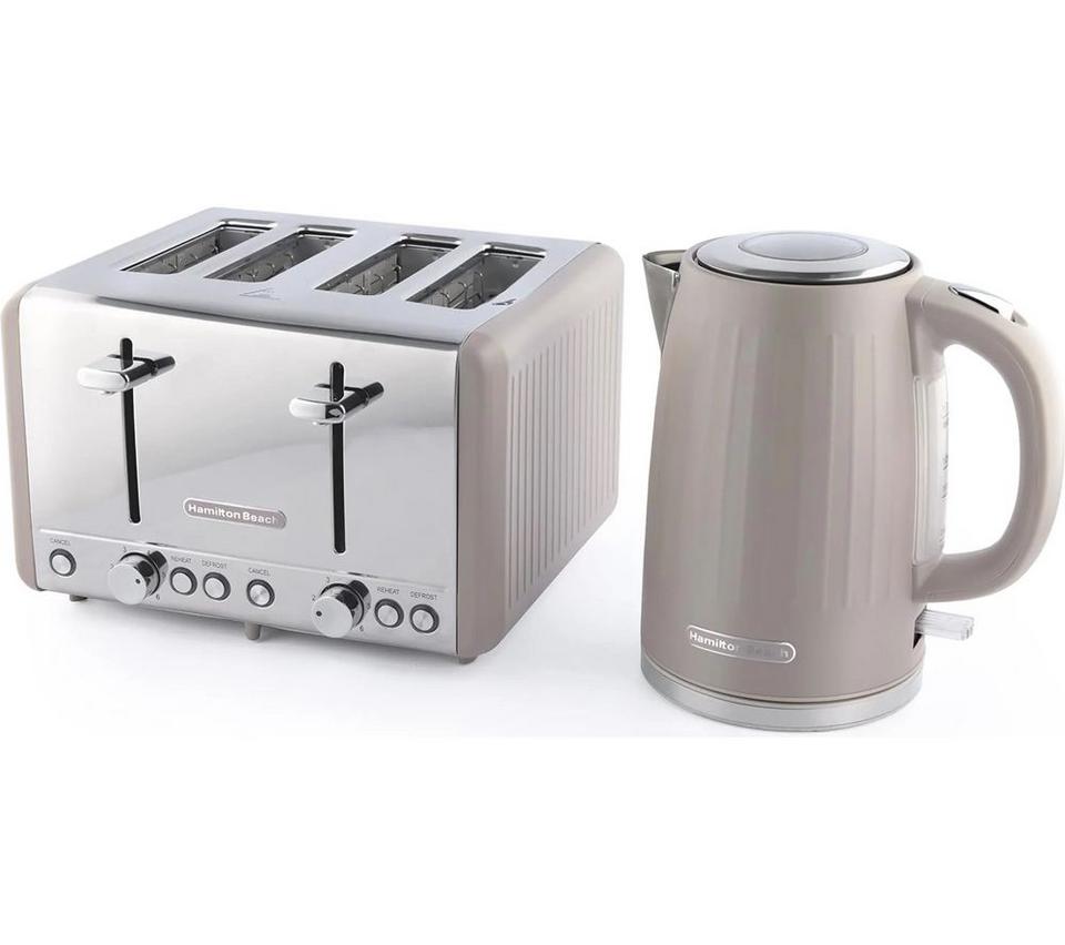 HAMILTON BEACH Harmony Breakfast Jug Kettle & 4-Slice Toaster Bundle - Cappuccino