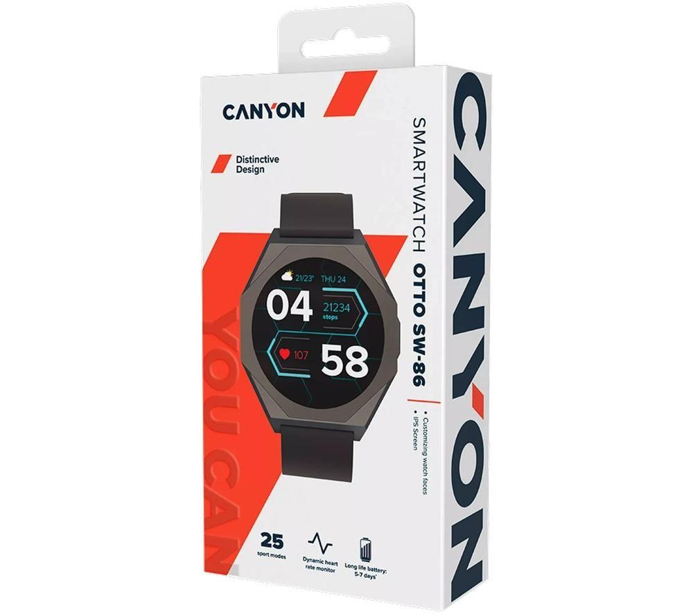 CANYON Otto SW-86 Smart Watch - Black, Silicone Strap image number 7 of 7