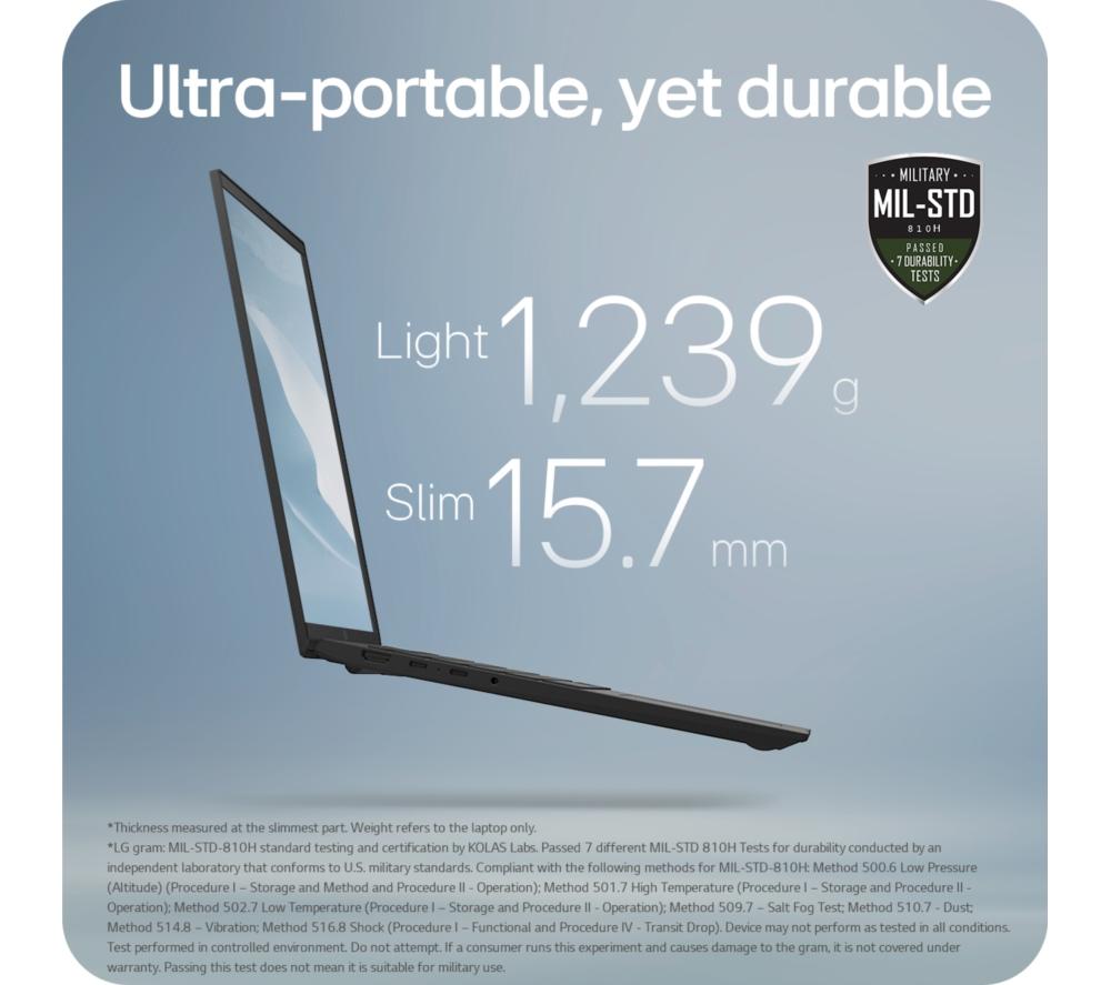 LG gram 16Z90TL-G.AU78A1 16&rdquo; Laptop, Copilot+ PC - Intel&reg; Core&trade; Ultra 7, 1 TB SSD, Black image number 3 of 14