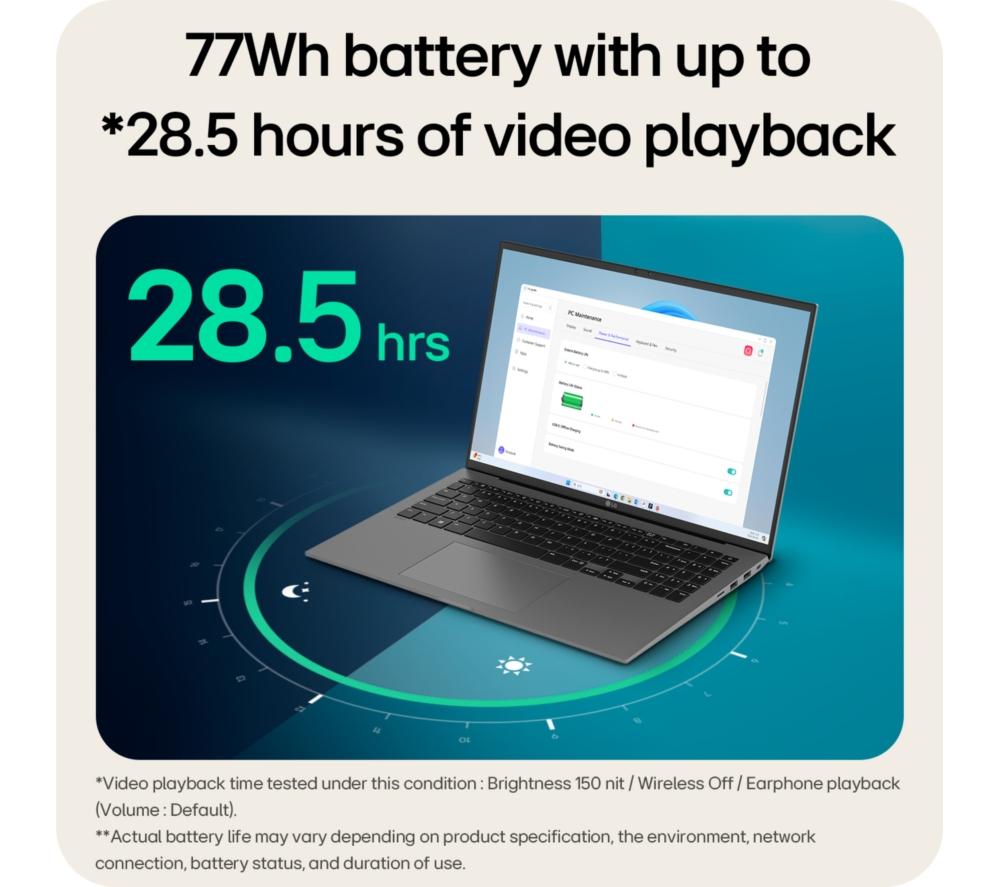 LG gram 16Z90TL-G.AU78A1 16&rdquo; Laptop, Copilot+ PC - Intel&reg; Core&trade; Ultra 7, 1 TB SSD, Black image number 4 of 14