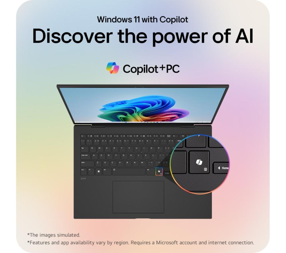 LG gram 16Z90TL-G.AU78A1 16&rdquo; Laptop, Copilot+ PC - Intel&reg; Core&trade; Ultra 7, 1 TB SSD, Black image number 8 of 14
