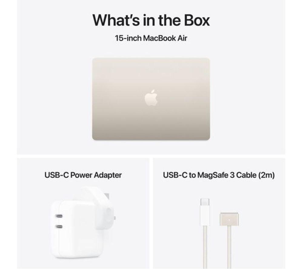 APPLE Refurbished MacBook Air 15" (2025) - M4, 512 GB SSD, Starlight (Excellent Condition) image number 6 of 10