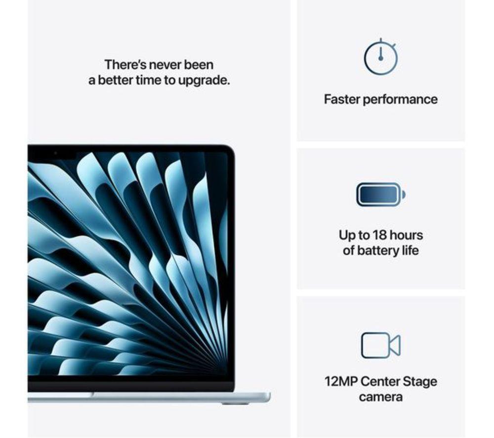 APPLE Refurbished MacBook Air 13.6" (2025) - M4, 256 GB SSD, Sky Blue (Excellent Condition) image number 10 of 11