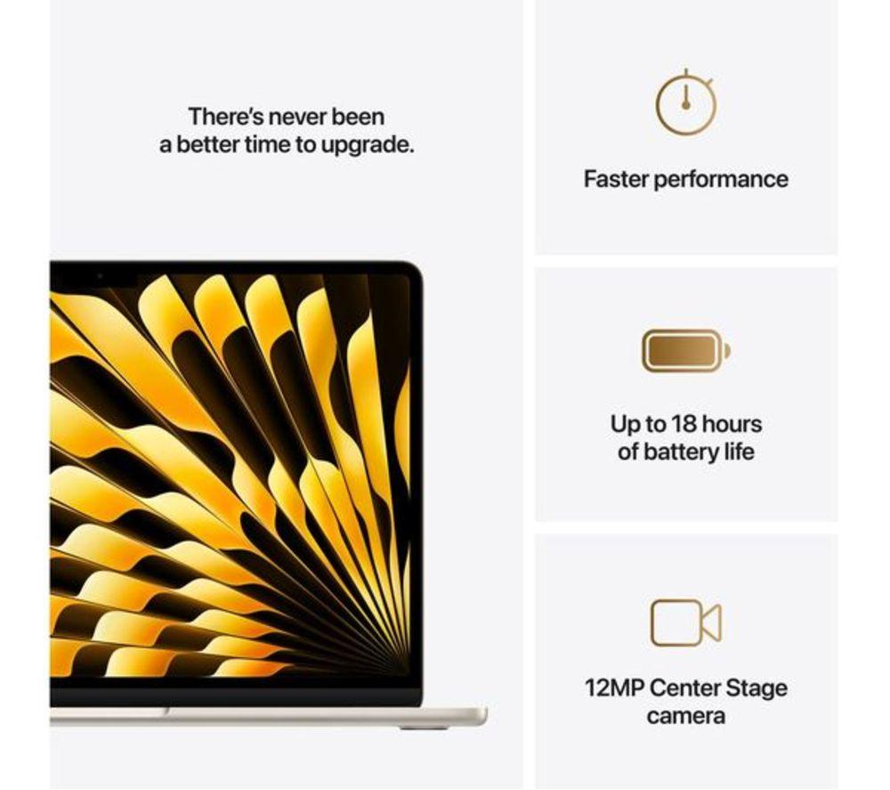APPLE Refurbished MacBook Air 13.6" (2025) - M4, 256 GB SSD, Starlight (Excellent Condition) image number 10 of 11
