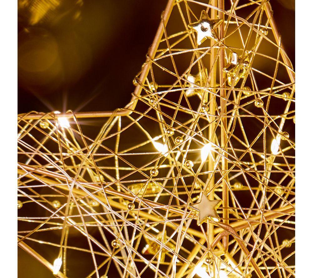 PREMIER 30 cm Warm White LED Pin Gold Wire Wrap Tree Topper - Gold image number 2 of 5