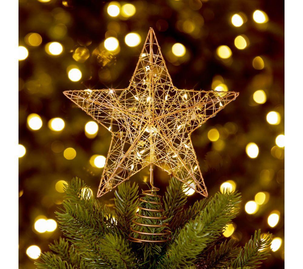 PREMIER 30 cm Warm White LED Pin Gold Wire Wrap Tree Topper - Gold image number 3 of 5