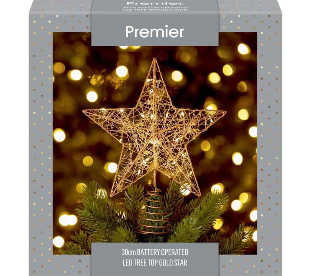 PREMIER 30 cm Warm White LED Pin Gold Wire Wrap Tree Topper - Gold image number 4 of 5