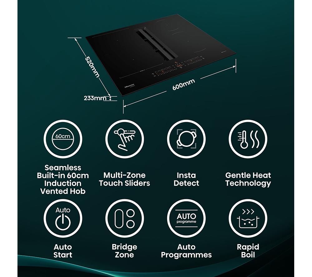 HISENSE Hi6 HEH6432BSCWF 60 cm Vented Electric Induction Smart Hob - Black image number 2 of 27