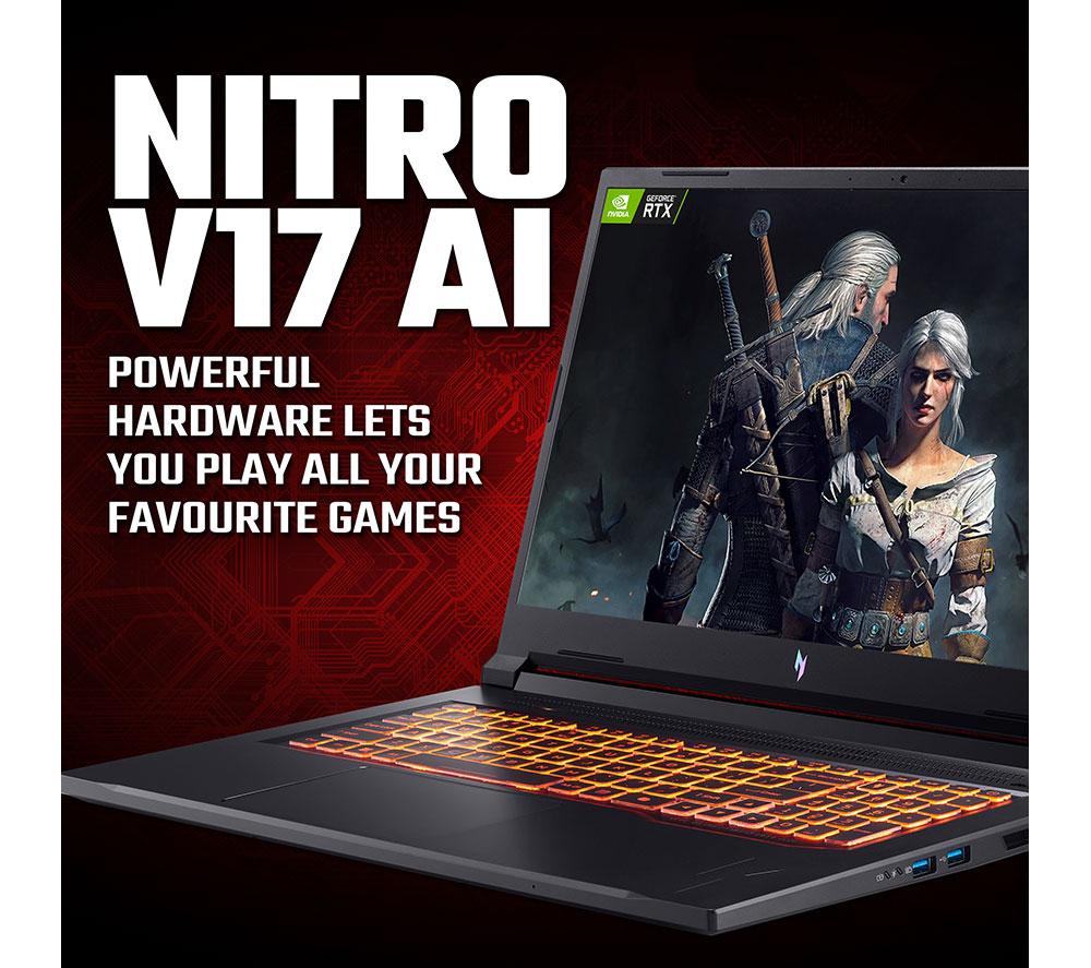 ACER Nitro V17 AI 17.3" Gaming Laptop - AMD Ryzen 7, RTX 5060, 1 TB SSD image number 2 of 10